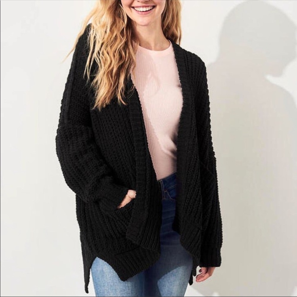 Black Chenille Cardigan